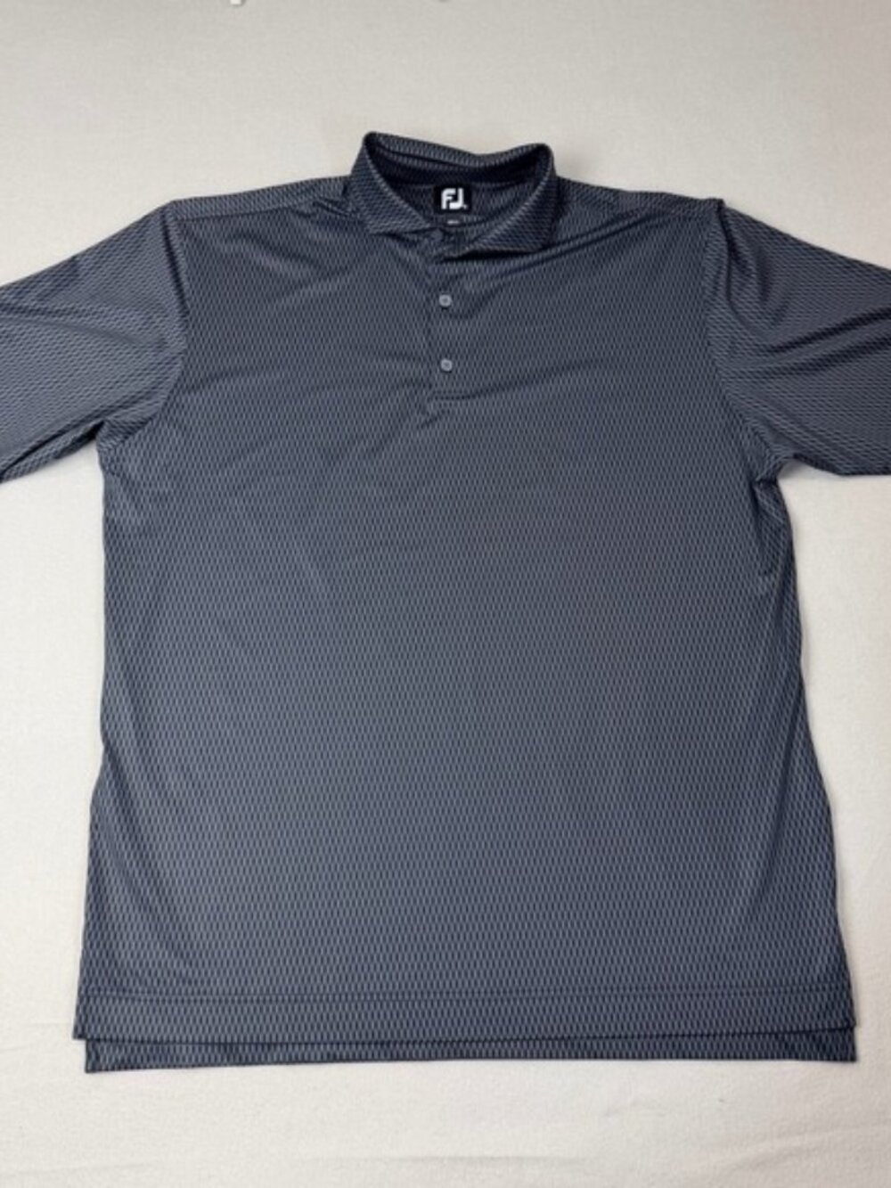 FootJoy Men XL Charcoal Grey Geometric Diamond Print Performance Golf Polo Shirt